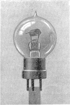 Fig.3. -- La lampe type T.M. modifi?e pour permettre de chauffer la grille par un courant ?lectrique au cours du pompage et de se servir de cette grille comme cathode